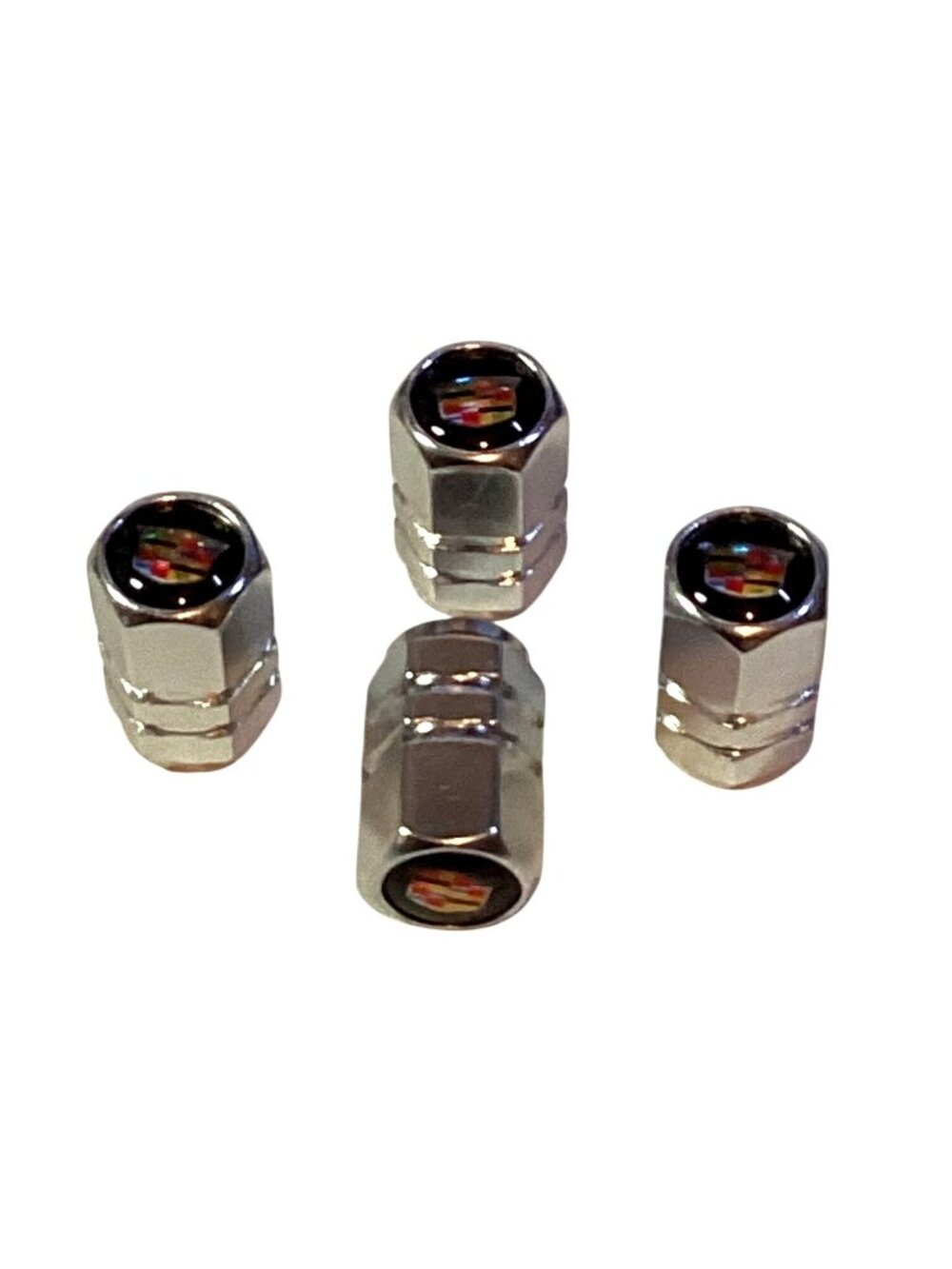 New 4pcs Silver Polished Aluminum Wheel Valve Stem Caps With For Cadillac  NEW